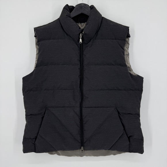 Eddie Bauer Mens Goose‎ Down Vest Puffer Charcoal Gray Outdoor Large - Picture 2 of 7